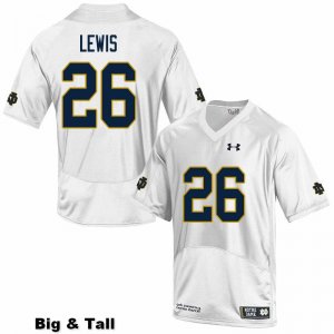 Notre Dame Fighting Irish Men's Clarence Lewis #26 White Under Armour Authentic Stitched Big & Tall College NCAA Football Jersey GUE2899KH